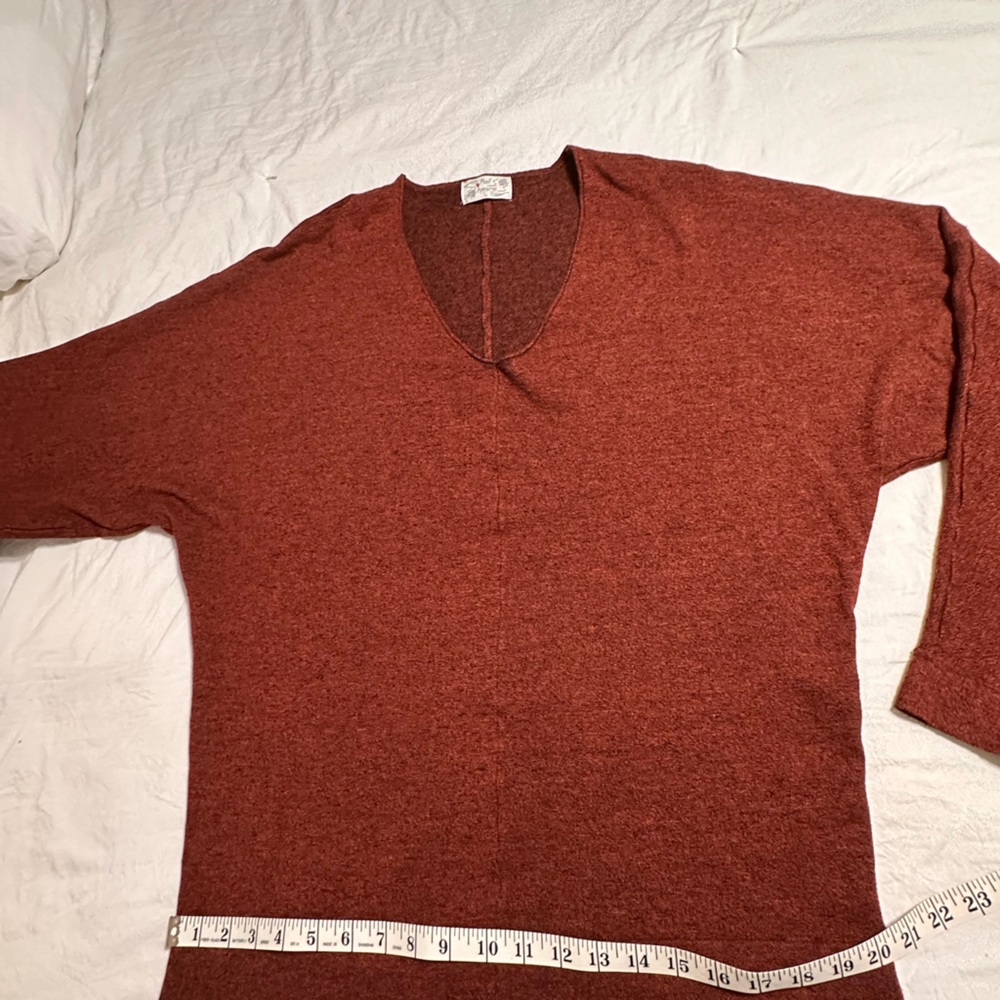 Poof! Women's V-Neck Sweater in Rust